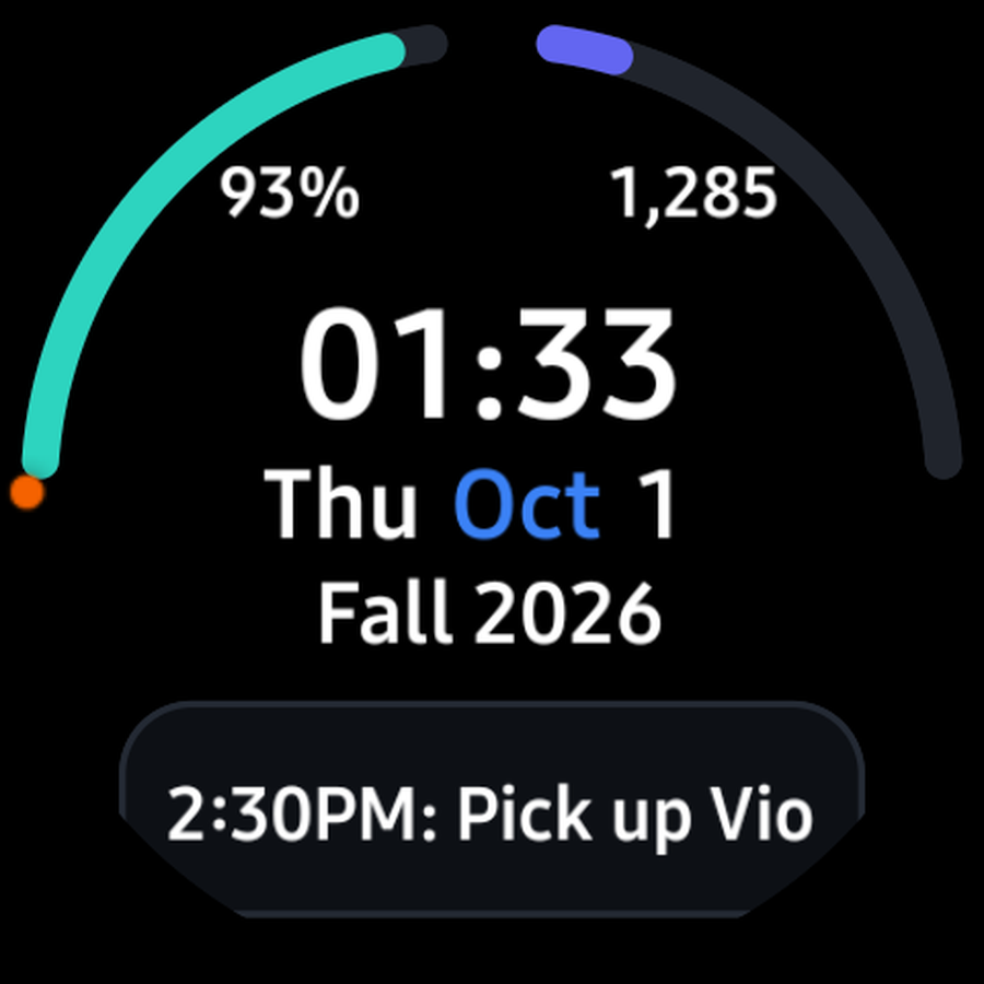 ADHD V3 Watch Face showing the full date, time, and complications