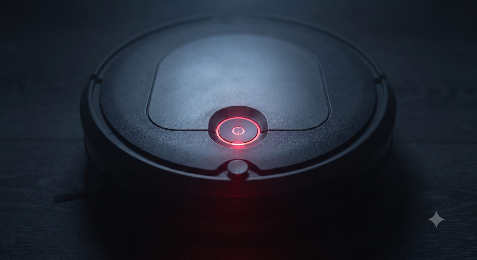 Robot vacuum control button glowing red indicating an error state